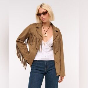 Abercrombie & Fitch Vegan Suede Fringed Jacket